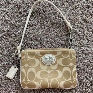 Coach Tan and White Wristlet